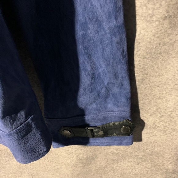 Dennis Basso Blue Suede Leather Jacket Women's Large Full Zip Bomber - Picture 3 of 12